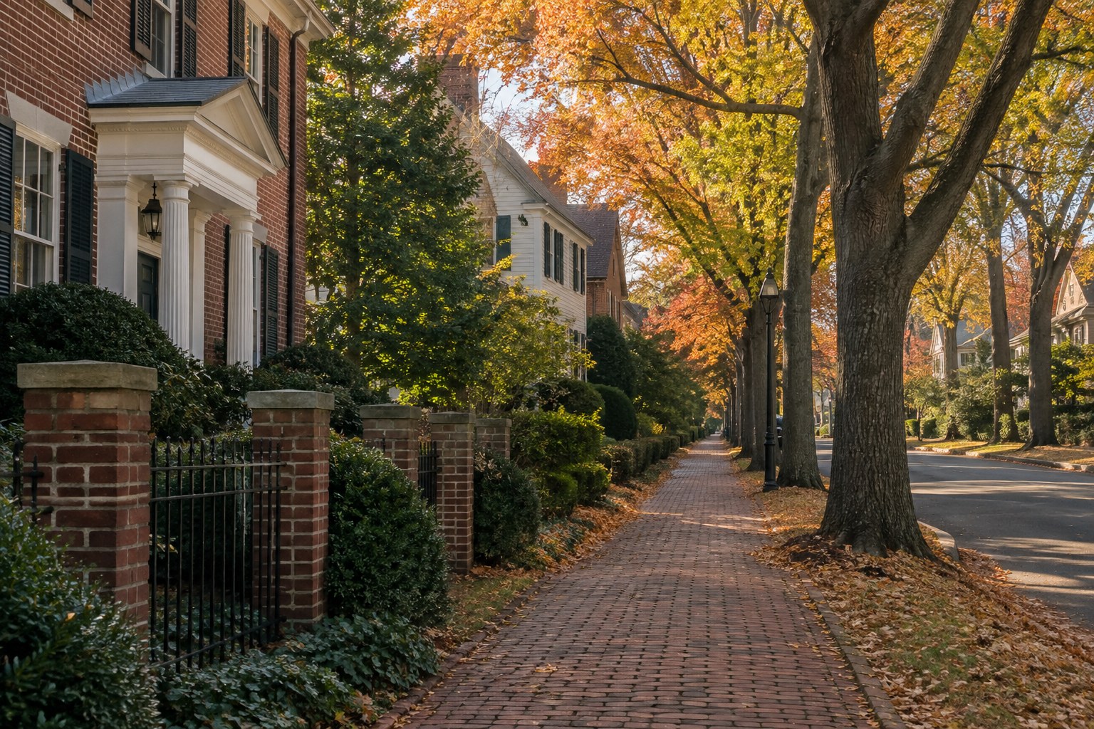 A tree lined street near Princeton, New Jersey